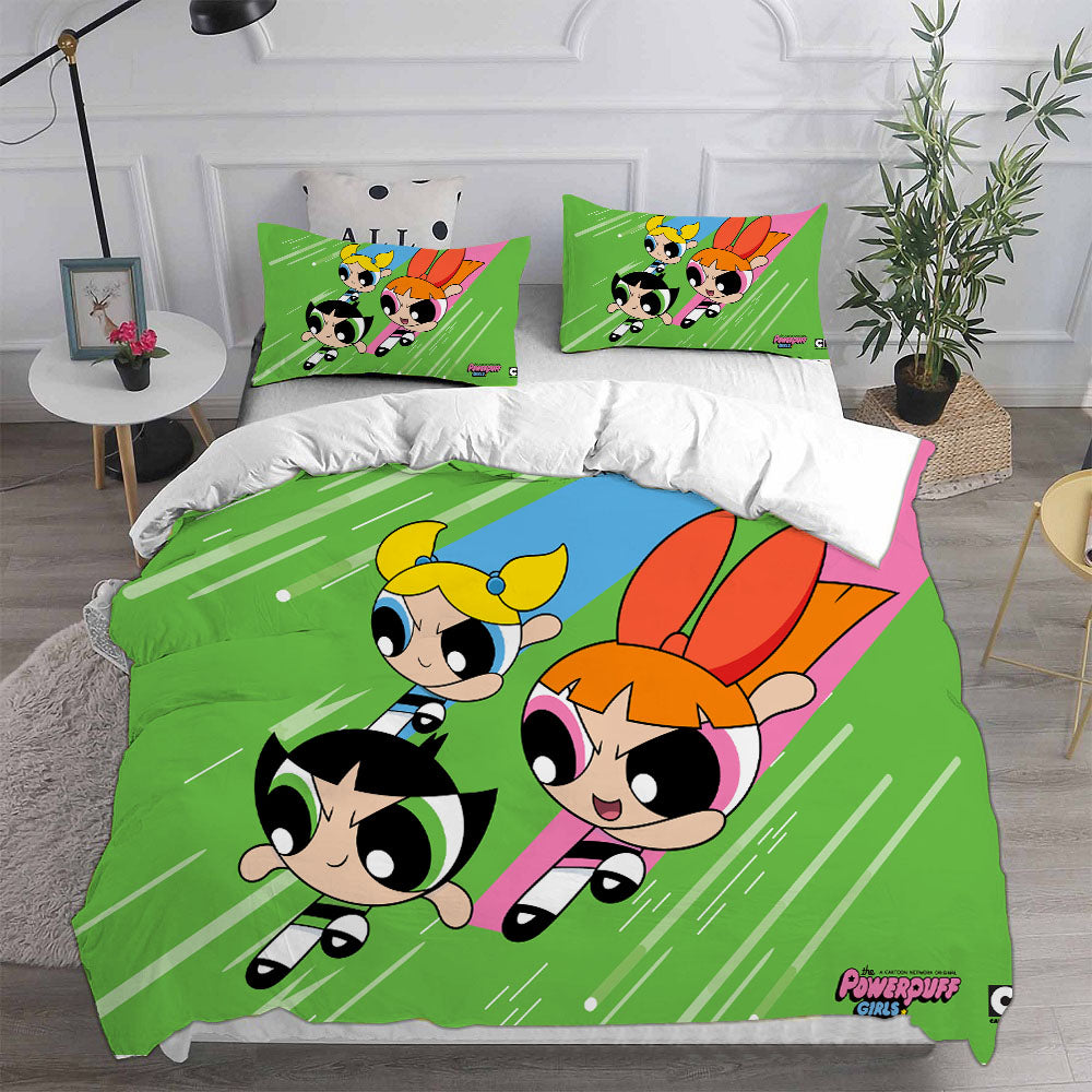 The Powerpuff Girls  Cosplay Bedding Set Duvet Cover Pillowcases Halloween Home Decor