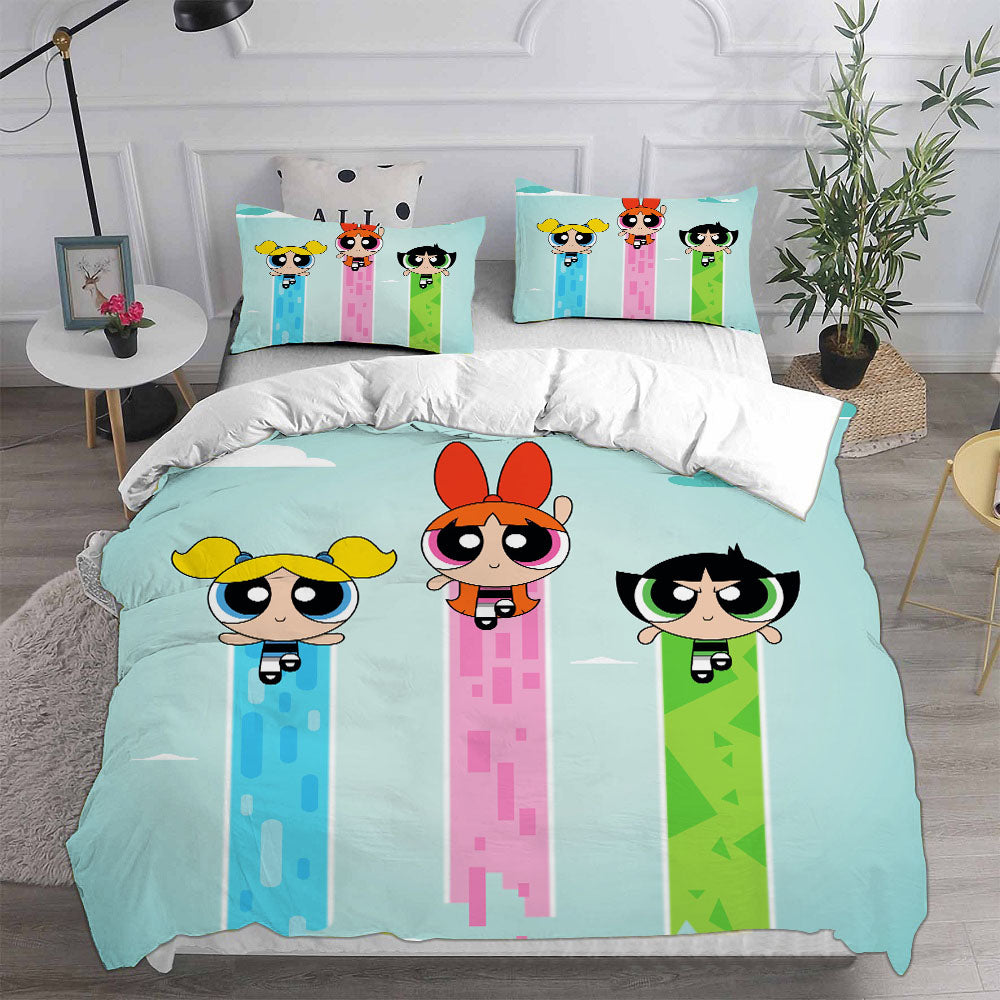 The Powerpuff Girls  Cosplay Bedding Set Duvet Cover Pillowcases Halloween Home Decor