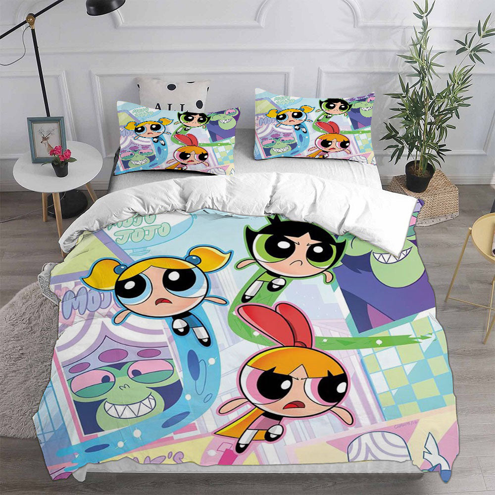 The Powerpuff Girls  Cosplay Bedding Set Duvet Cover Pillowcases Halloween Home Decor