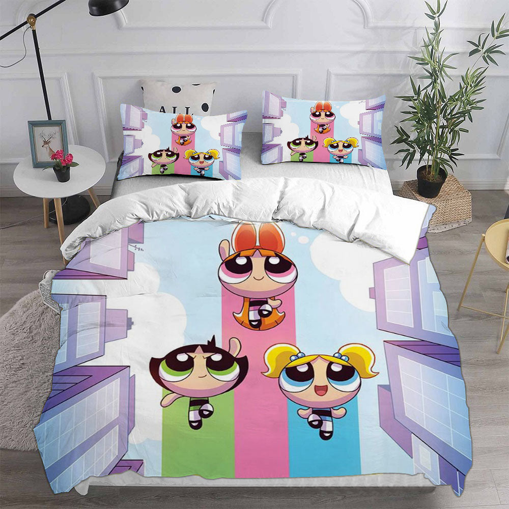 The Powerpuff Girls  Cosplay Bedding Set Duvet Cover Pillowcases Halloween Home Decor