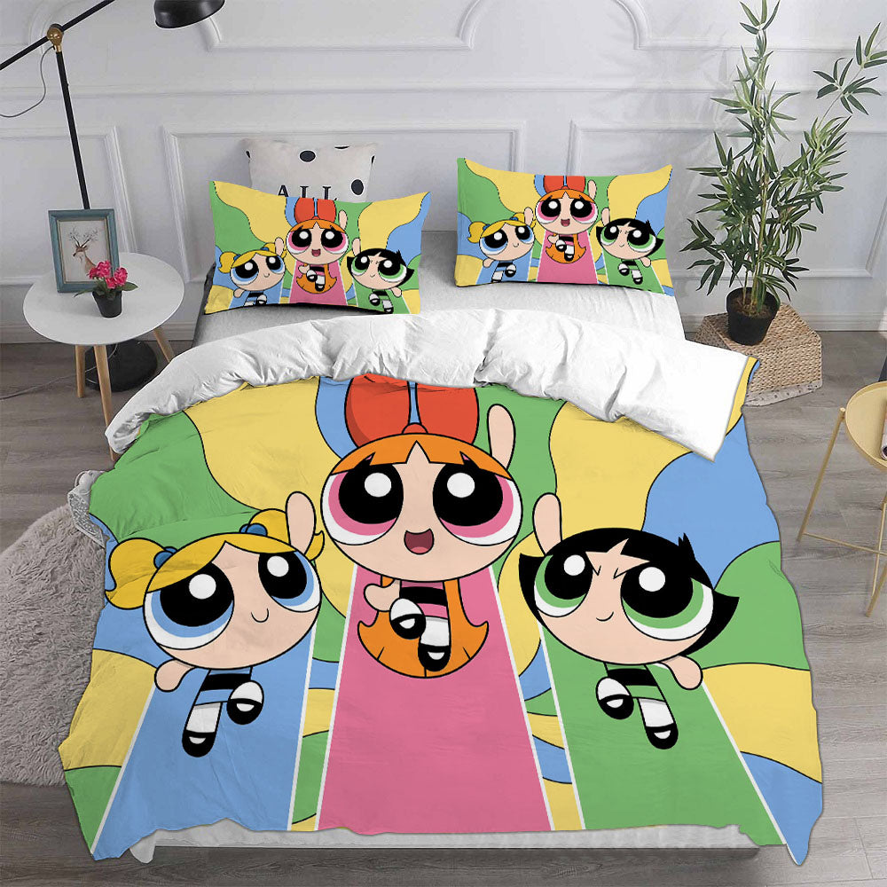 The Powerpuff Girls  Cosplay Bedding Set Duvet Cover Pillowcases Halloween Home Decor