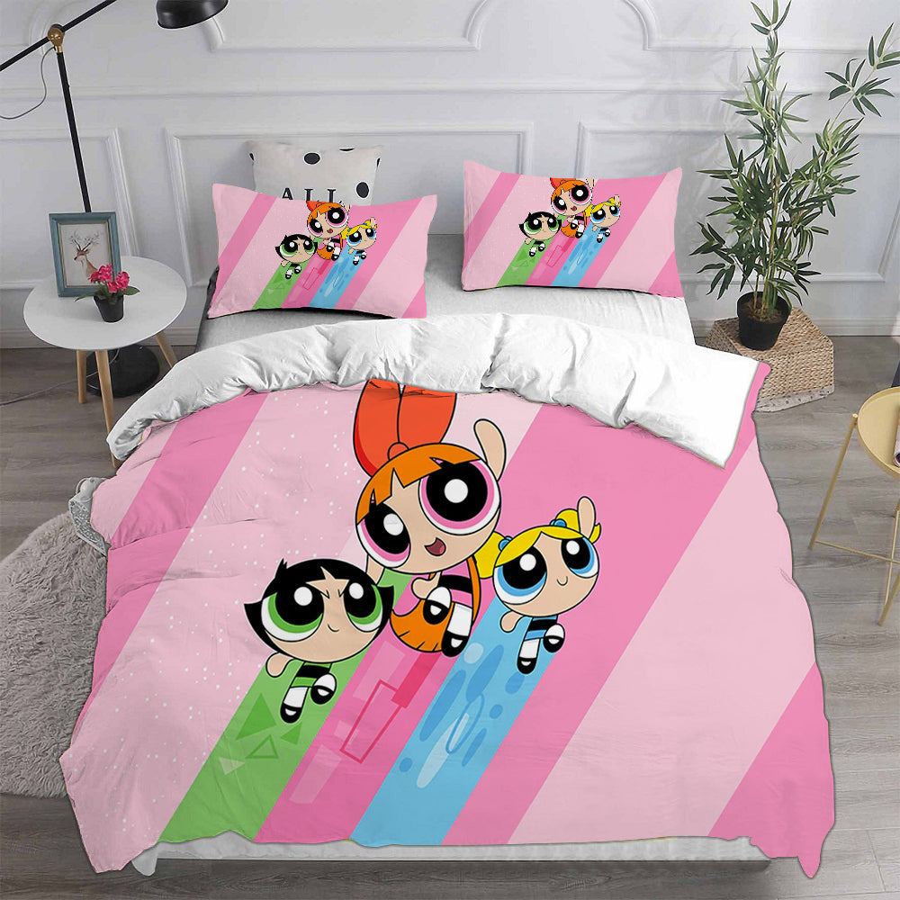 The Powerpuff Girls  Cosplay Bedding Set Duvet Cover Pillowcases Halloween Home Decor