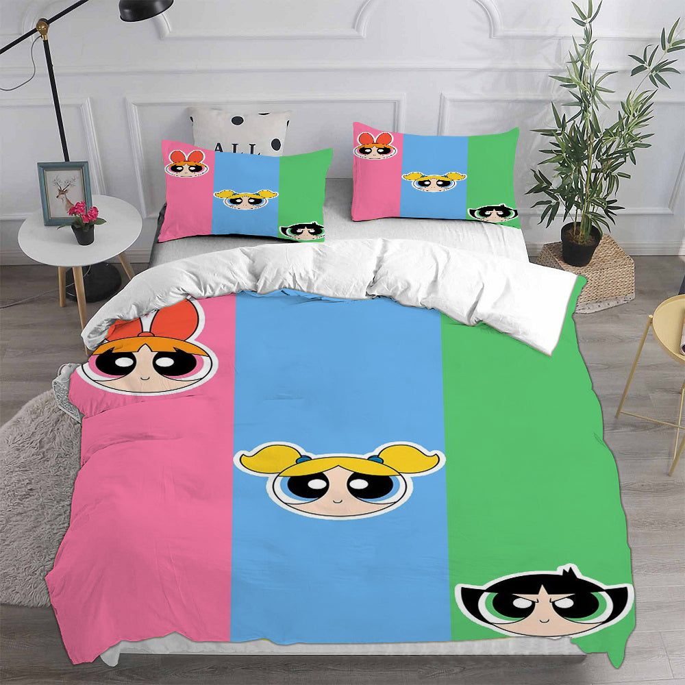 The Powerpuff Girls  Cosplay Bedding Set Duvet Cover Pillowcases Halloween Home Decor