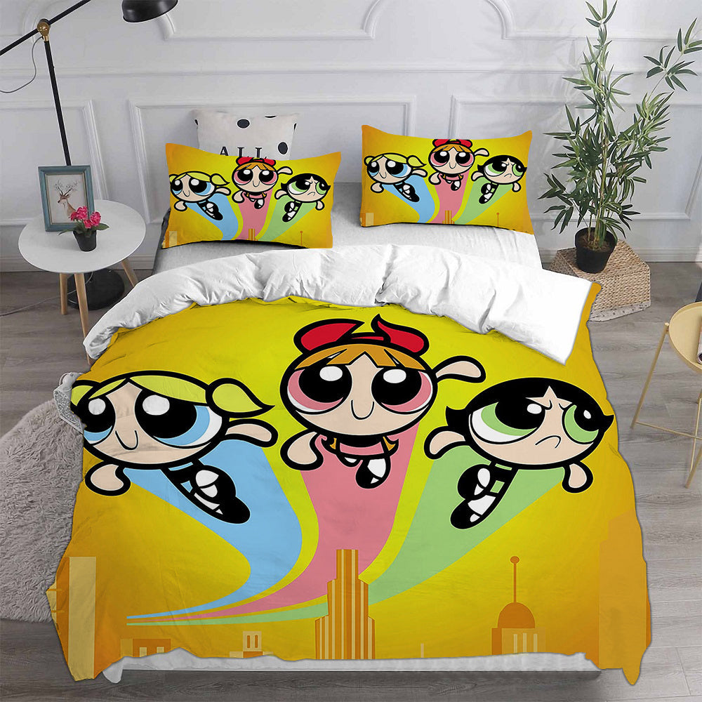 The Powerpuff Girls  Cosplay Bedding Set Duvet Cover Pillowcases Halloween Home Decor