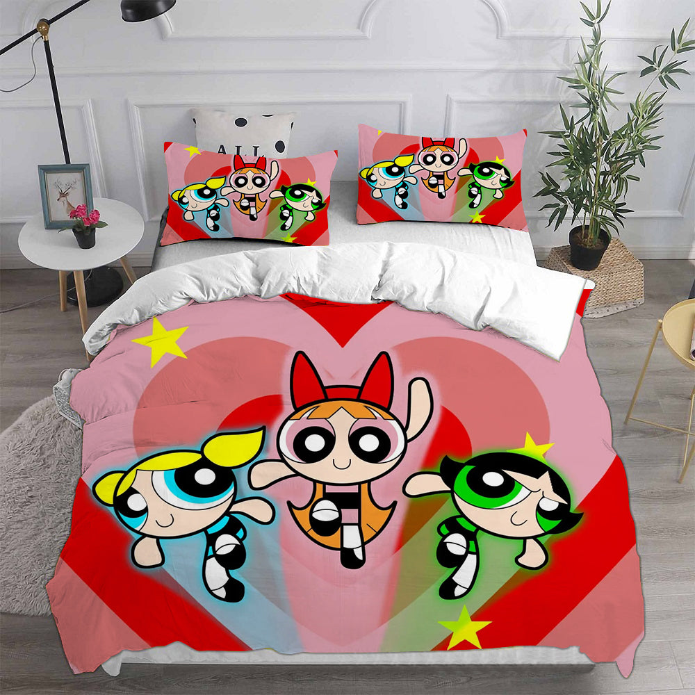 The Powerpuff Girls  Cosplay Bedding Set Duvet Cover Pillowcases Halloween Home Decor