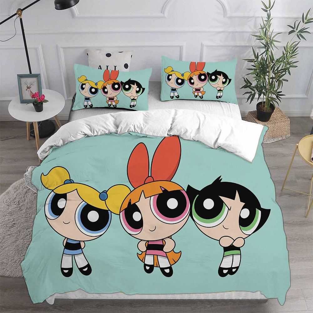 The Powerpuff Girls  Cosplay Bedding Set Duvet Cover Pillowcases Halloween Home Decor