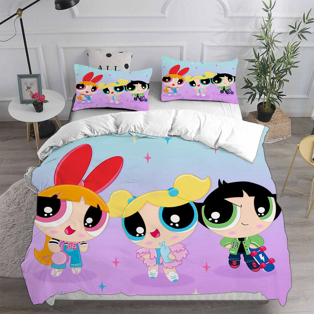 The Powerpuff Girls  Cosplay Bedding Set Duvet Cover Pillowcases Halloween Home Decor