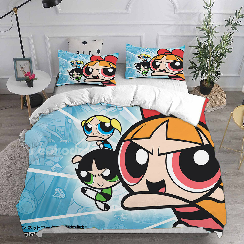 The Powerpuff Girls  Cosplay Bedding Set Duvet Cover Pillowcases Halloween Home Decor