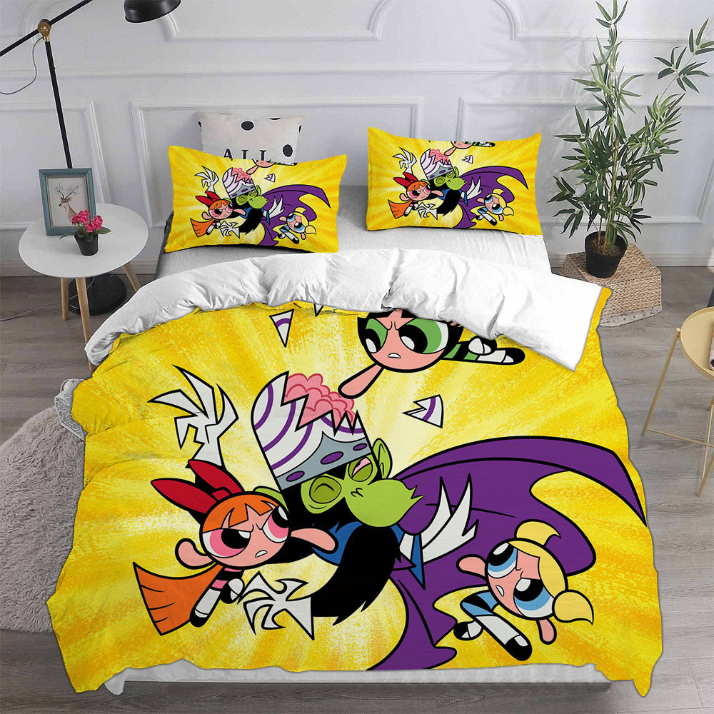 The Powerpuff Girls  Cosplay Bedding Set Duvet Cover Pillowcases Halloween Home Decor