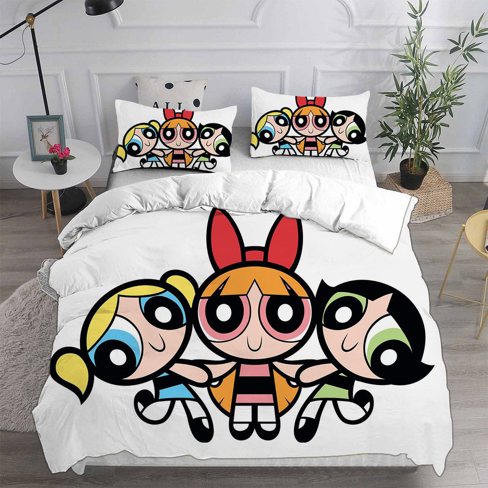 The Powerpuff Girls  Cosplay Bedding Set Duvet Cover Pillowcases Halloween Home Decor