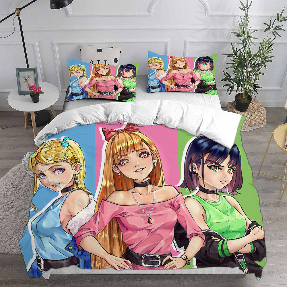 The Powerpuff Girls  Cosplay Bedding Set Duvet Cover Pillowcases Halloween Home Decor