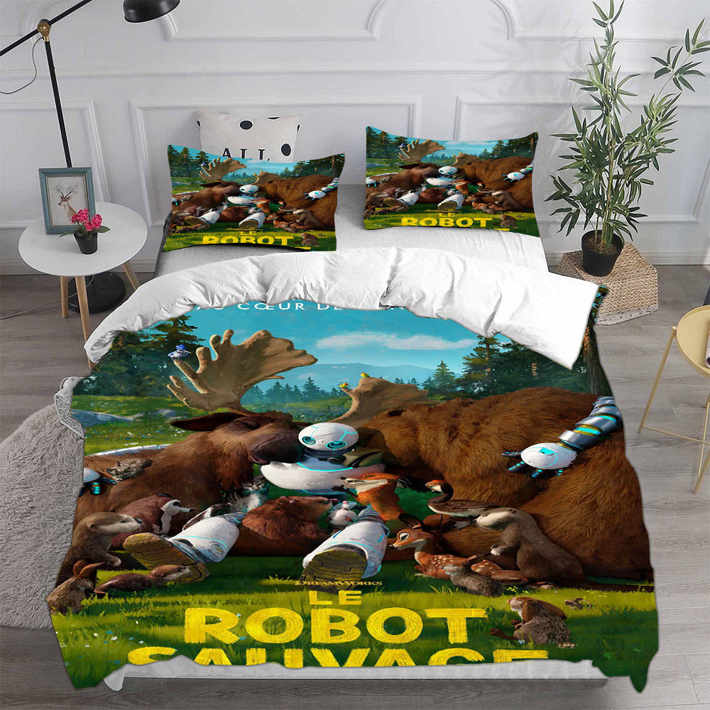 The Wild Robot Cosplay Bedding Set Duvet Cover Pillowcases Halloween Home Decor