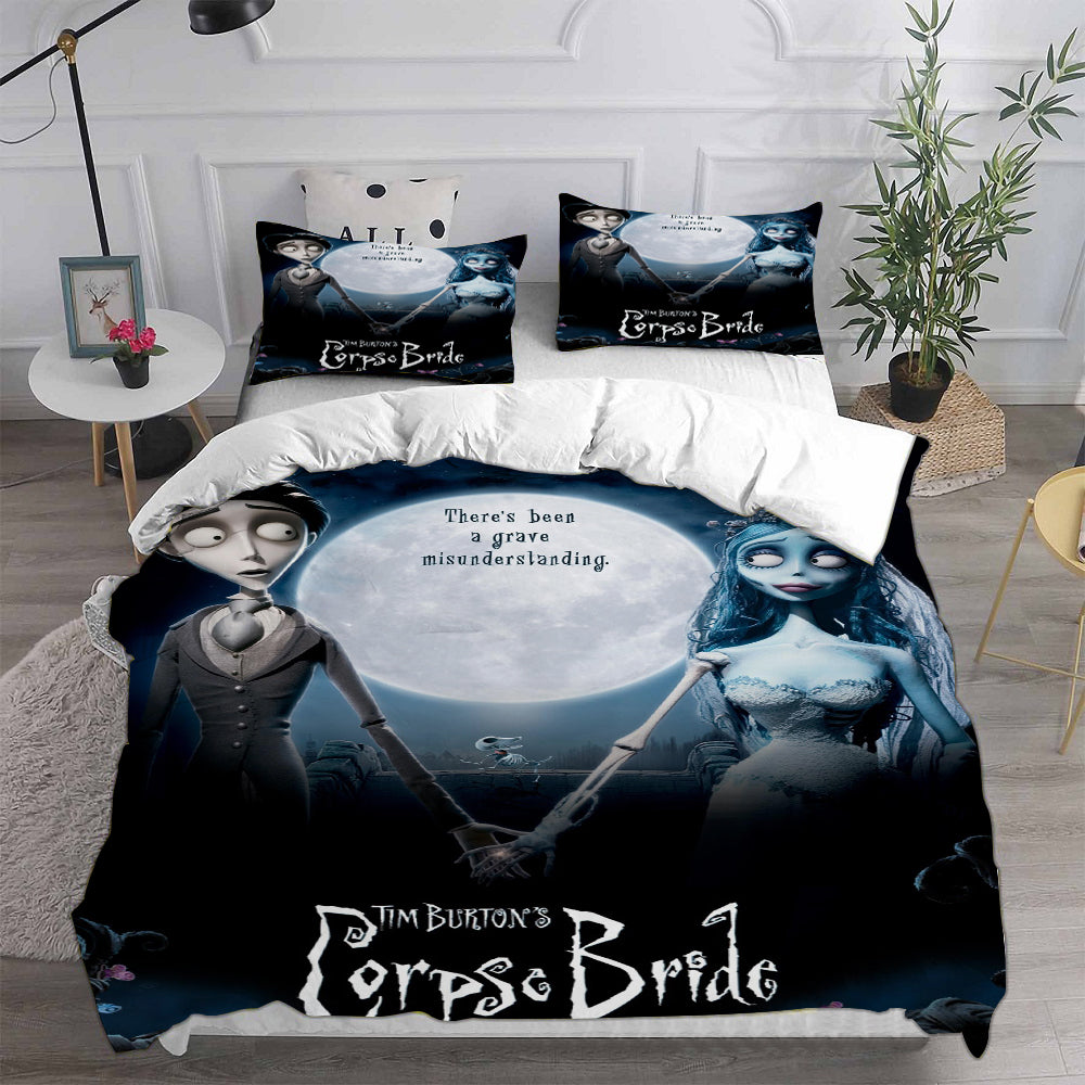 Tim Burtons Corpse BrideCosplay Bedding Set Duvet Cover Pillowcases Halloween Home Decor