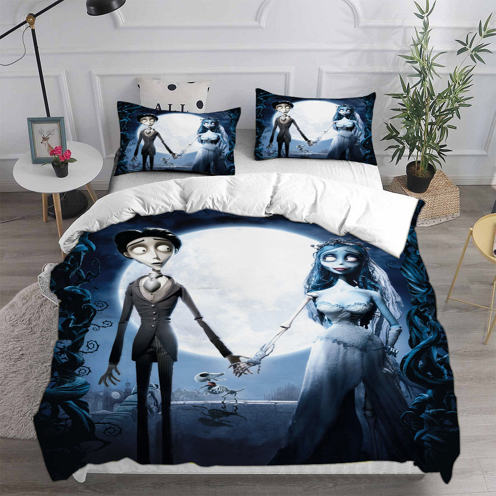 Tim Burtons Corpse BrideCosplay Bedding Set Duvet Cover Pillowcases Halloween Home Decor