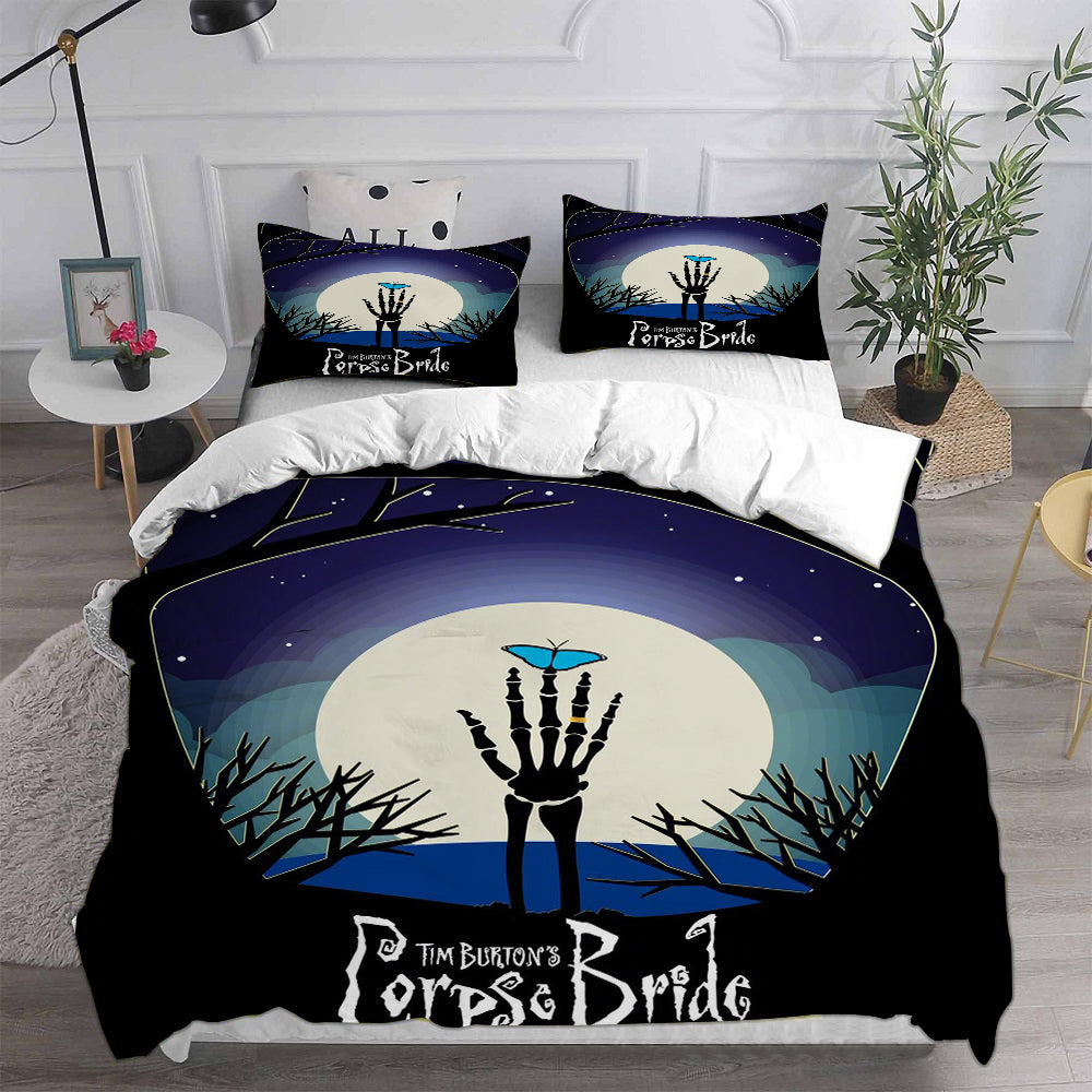 Tim Burtons Corpse BrideCosplay Bedding Set Duvet Cover Pillowcases Halloween Home Decor