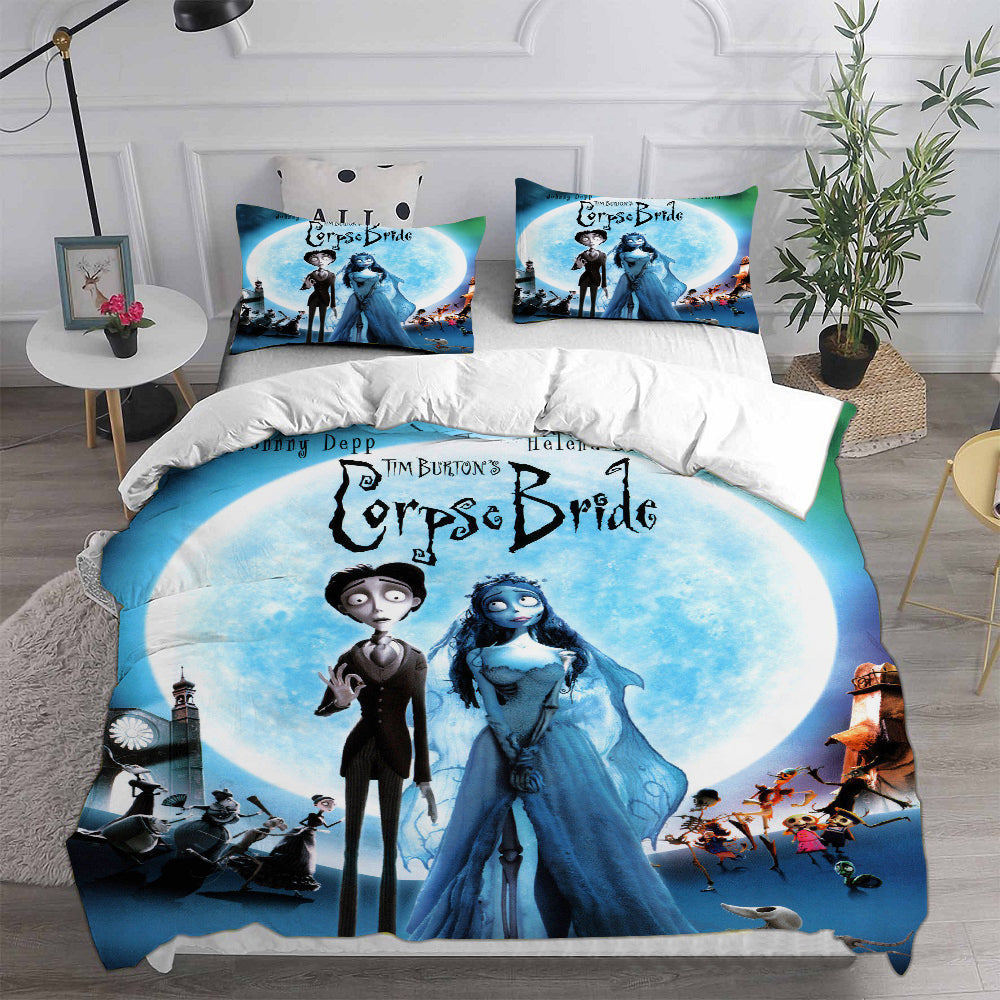 Tim Burtons Corpse BrideCosplay Bedding Set Duvet Cover Pillowcases Halloween Home Decor