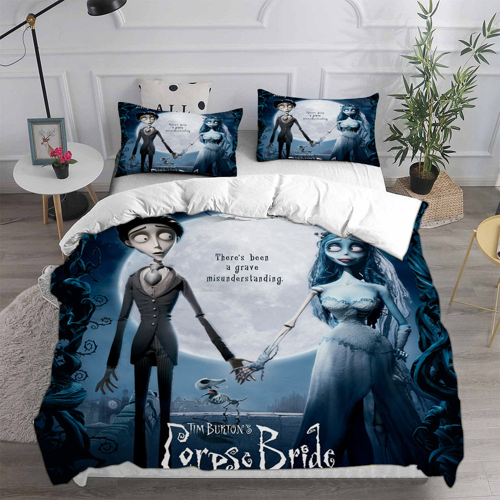 Tim Burtons Corpse BrideCosplay Bedding Set Duvet Cover Pillowcases Halloween Home Decor