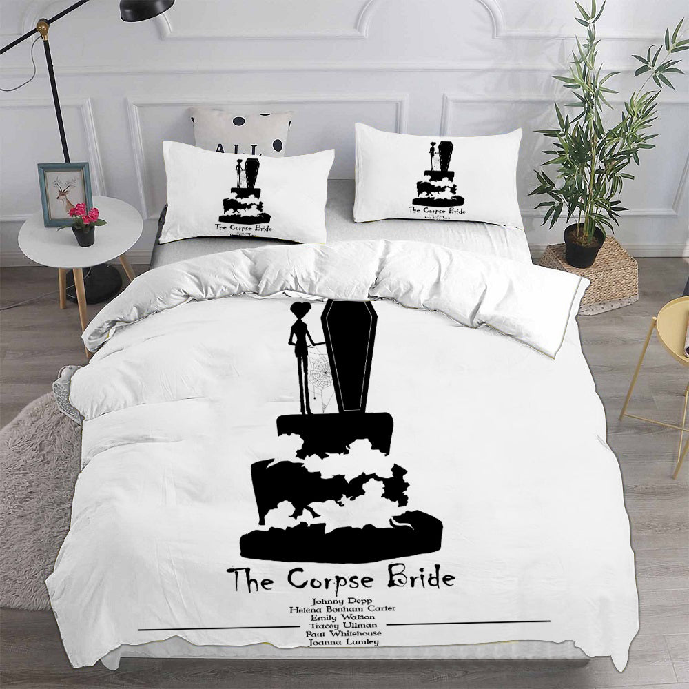 Tim Burtons Corpse BrideCosplay Bedding Set Duvet Cover Pillowcases Halloween Home Decor