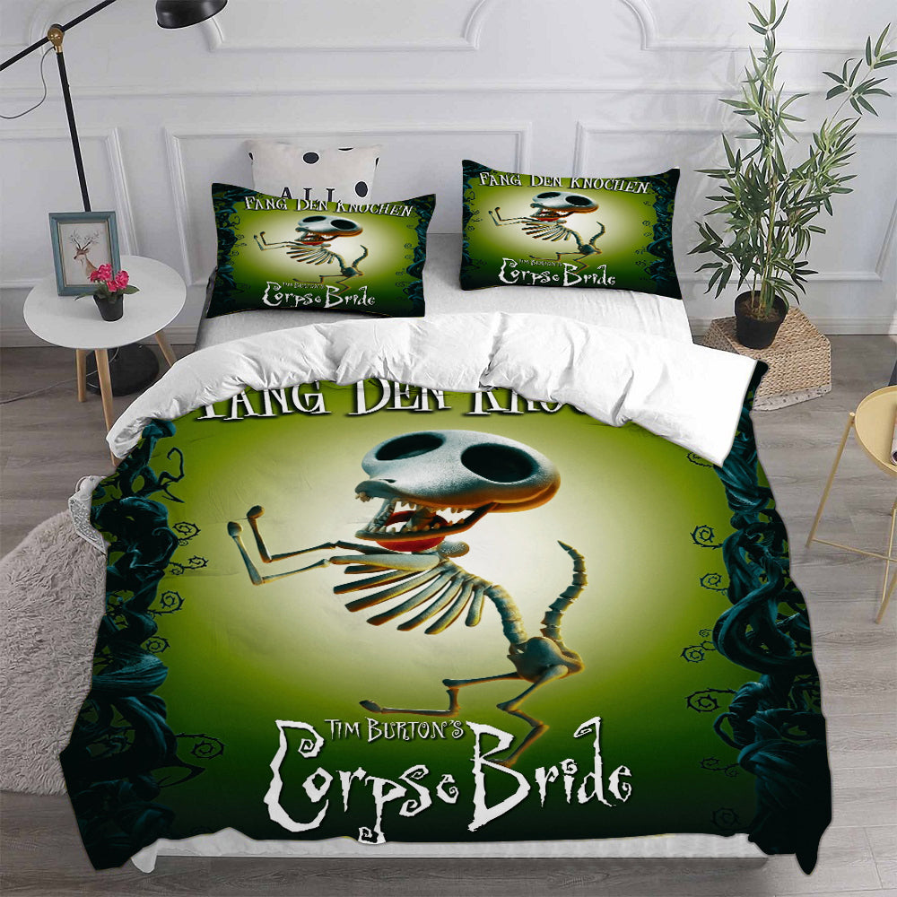 Tim Burtons Corpse BrideCosplay Bedding Set Duvet Cover Pillowcases Halloween Home Decor