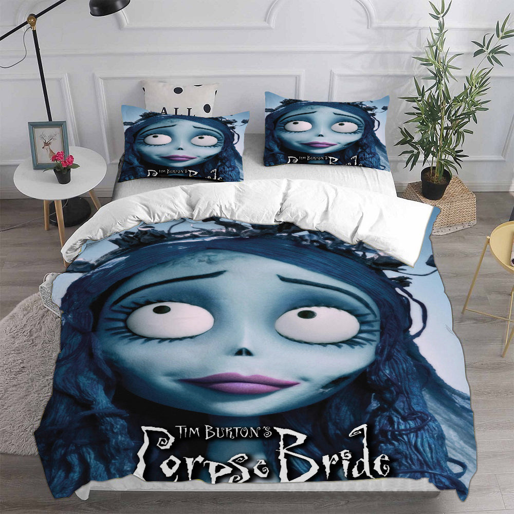 Tim Burtons Corpse BrideCosplay Bedding Set Duvet Cover Pillowcases Halloween Home Decor