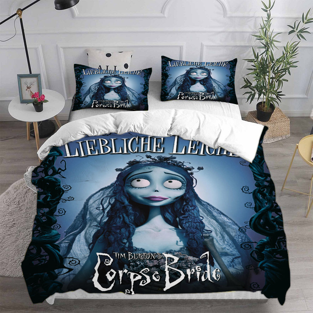 Tim Burtons Corpse BrideCosplay Bedding Set Duvet Cover Pillowcases Halloween Home Decor