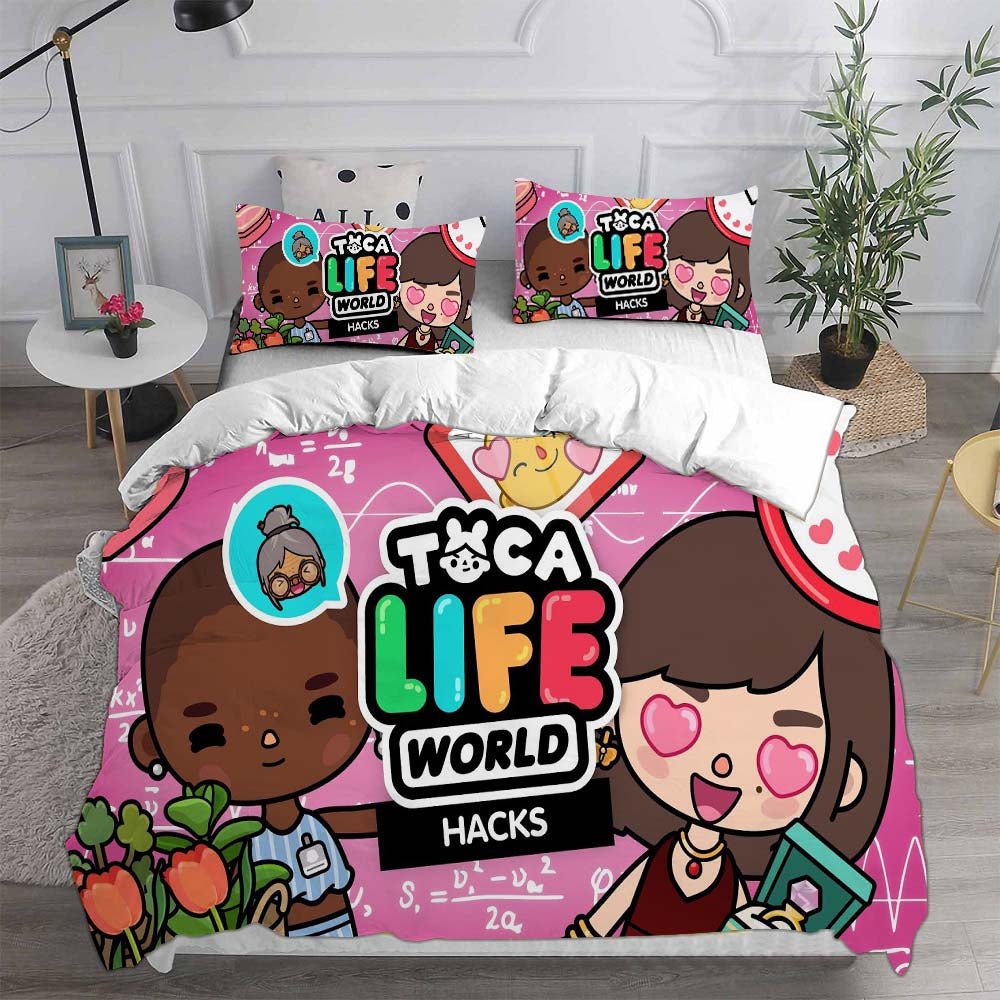 Toca Life World Cosplay Bedding Set Duvet Cover Pillowcases Halloween Home Decor