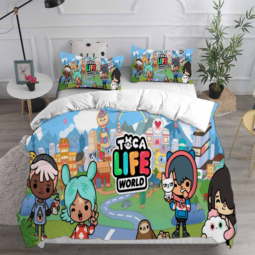 Toca Life World Cosplay Bedding Set Duvet Cover Pillowcases Halloween Home Decor