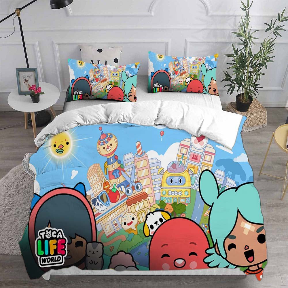 Toca Life World Cosplay Bedding Set Duvet Cover Pillowcases Halloween Home Decor