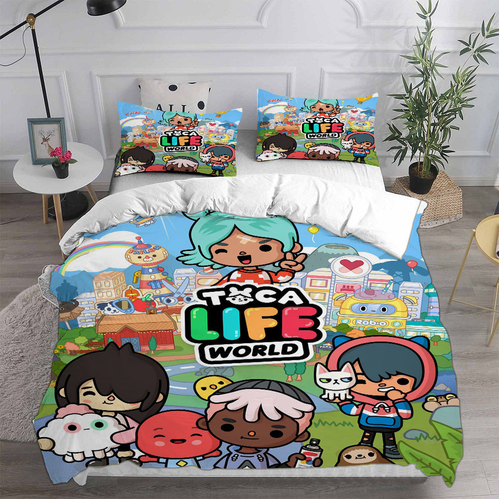 Toca Life World Cosplay Bedding Set Duvet Cover Pillowcases Halloween Home Decor