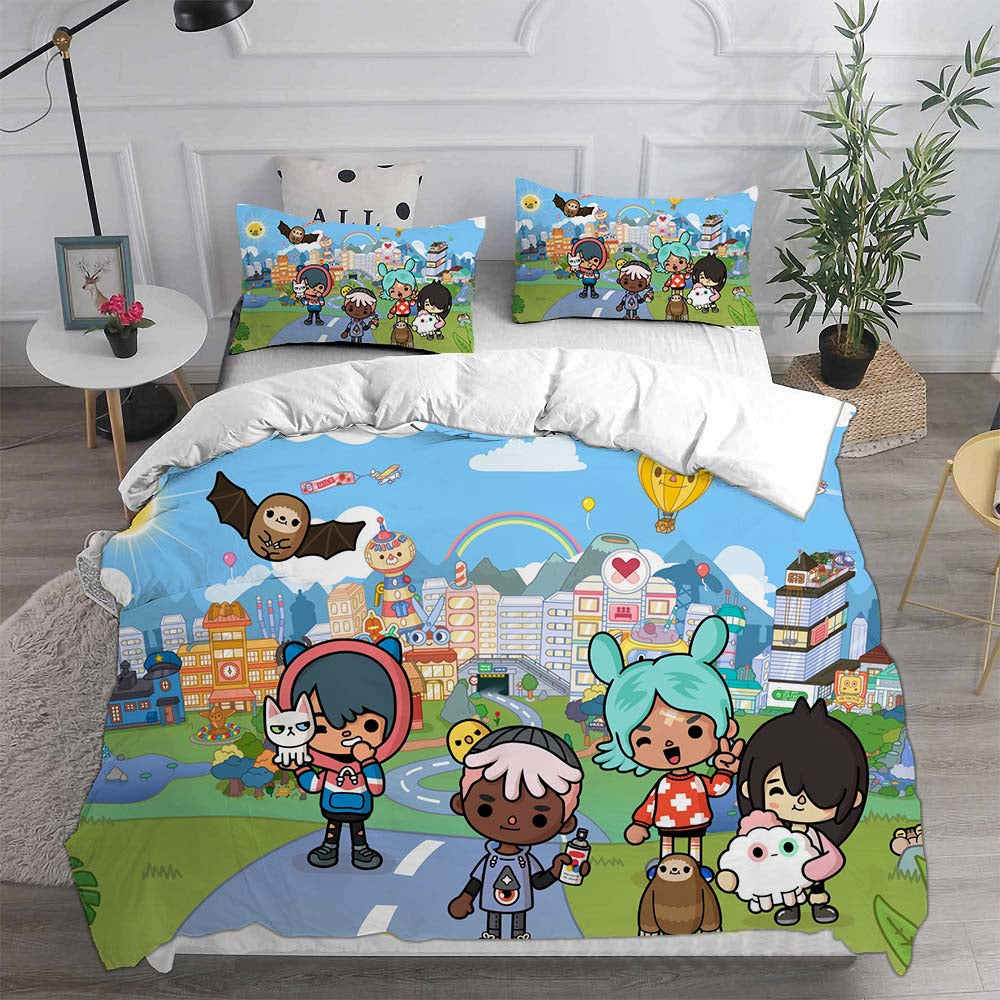 Toca Life World Cosplay Bedding Set Duvet Cover Pillowcases Halloween Home Decor