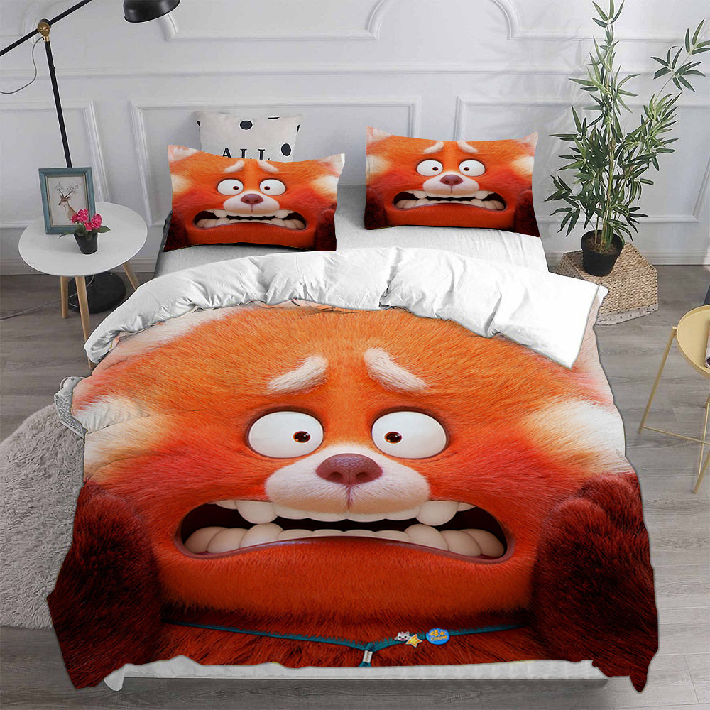 Turning Red Cosplay Bedding Set Duvet Cover Pillowcases Halloween Home Decor