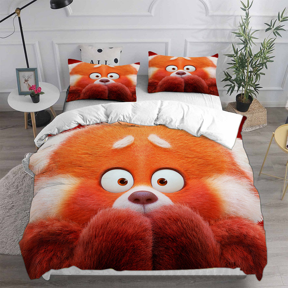 Turning Red Cosplay Bedding Set Duvet Cover Pillowcases Halloween Home Decor