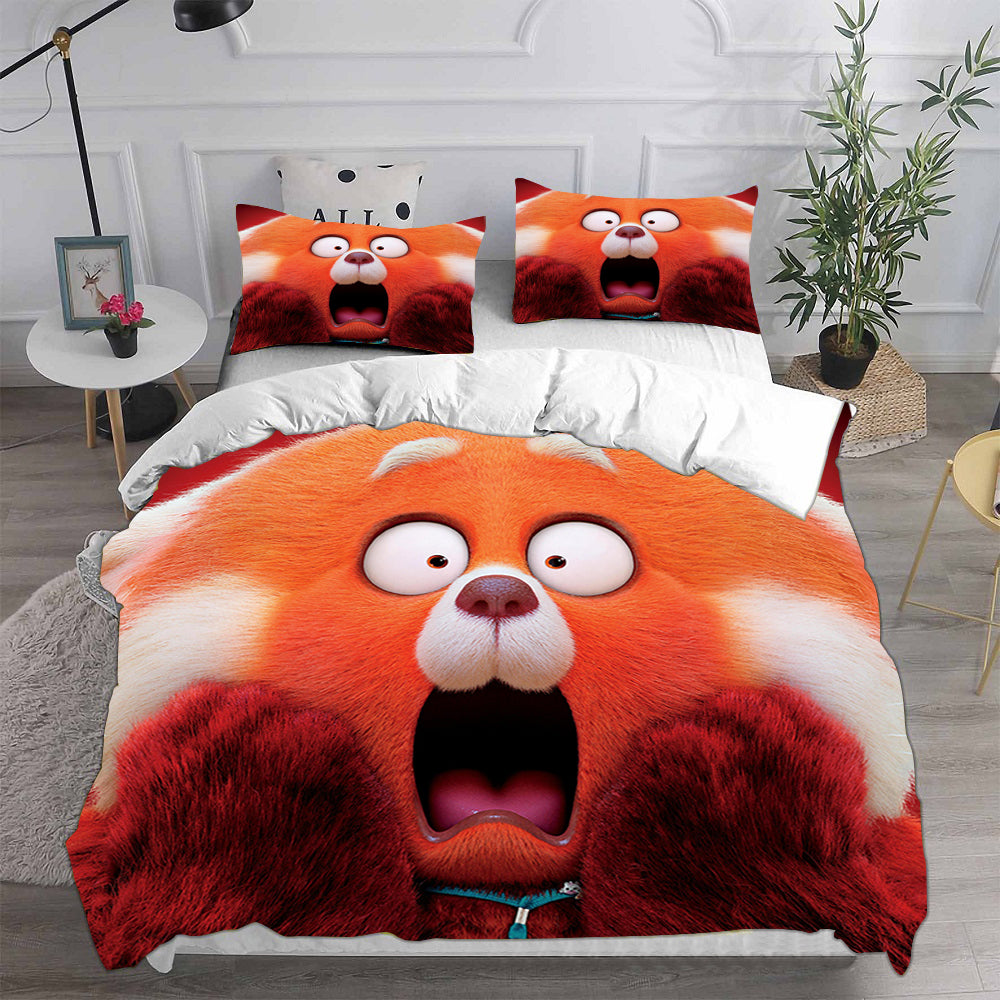 Turning Red Cosplay Bedding Set Duvet Cover Pillowcases Halloween Home Decor