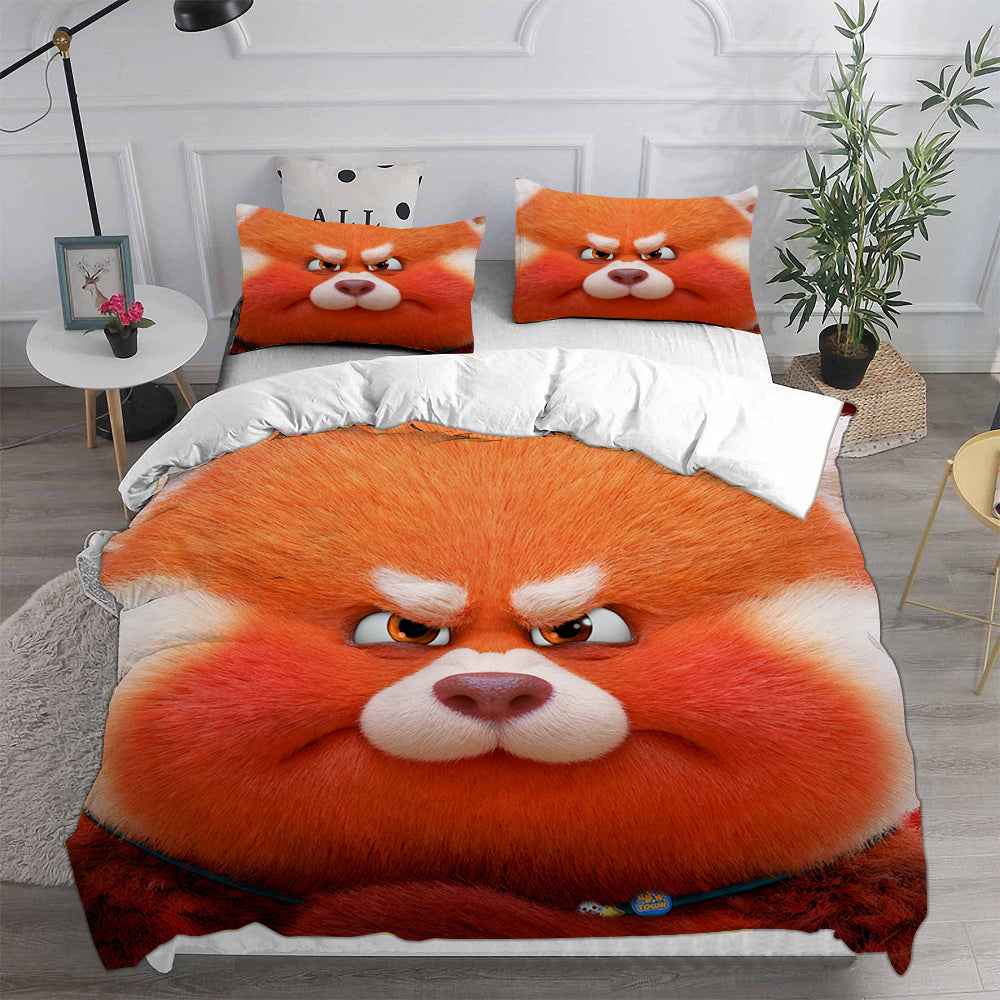 Turning Red Cosplay Bedding Set Duvet Cover Pillowcases Halloween Home Decor