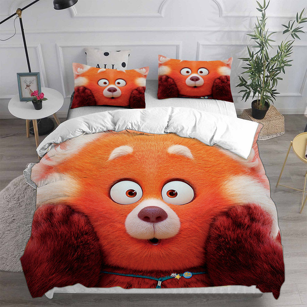 Turning Red Cosplay Bedding Set Duvet Cover Pillowcases Halloween Home Decor