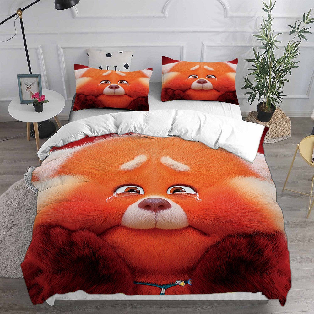 Turning Red Cosplay Bedding Set Duvet Cover Pillowcases Halloween Home Decor