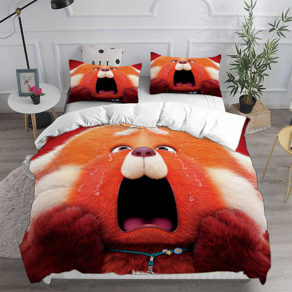 Turning Red Cosplay Bedding Set Duvet Cover Pillowcases Halloween Home Decor