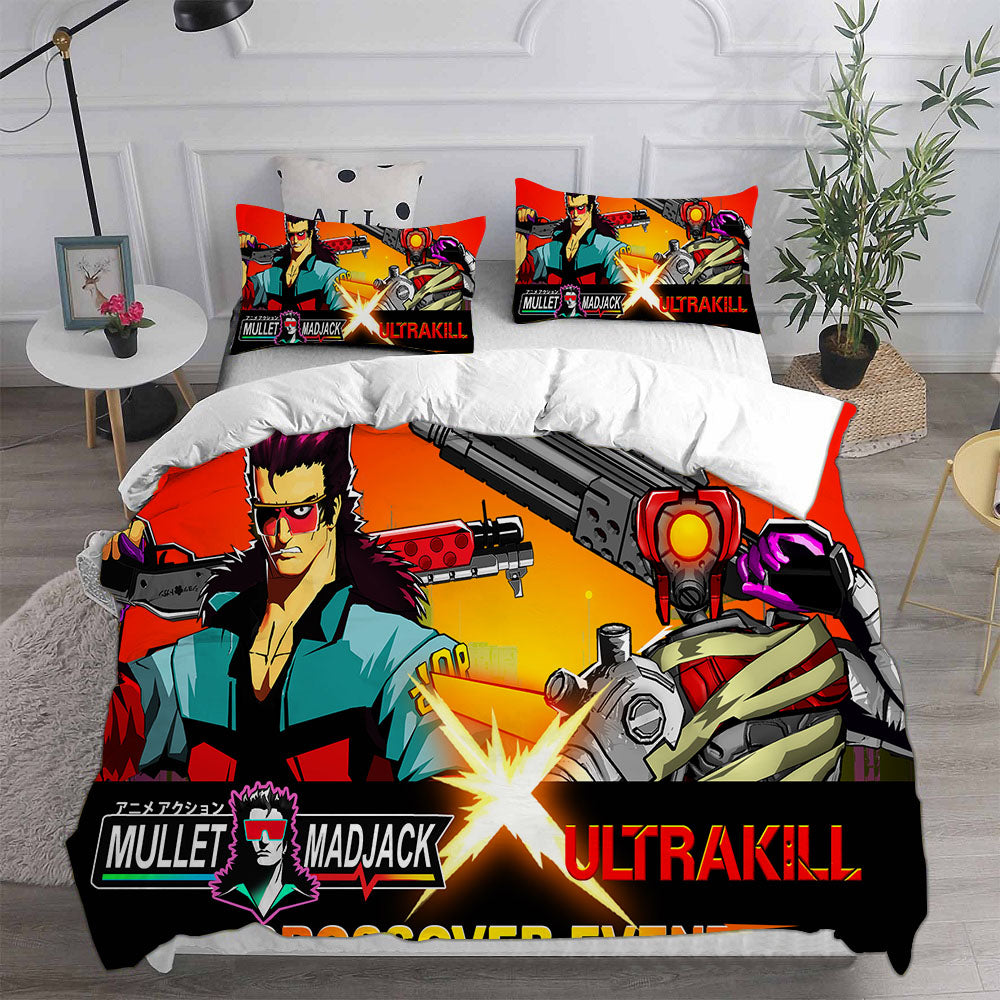 UItrakill Cosplay Bedding Set Duvet Cover Pillowcases Halloween Home Decor