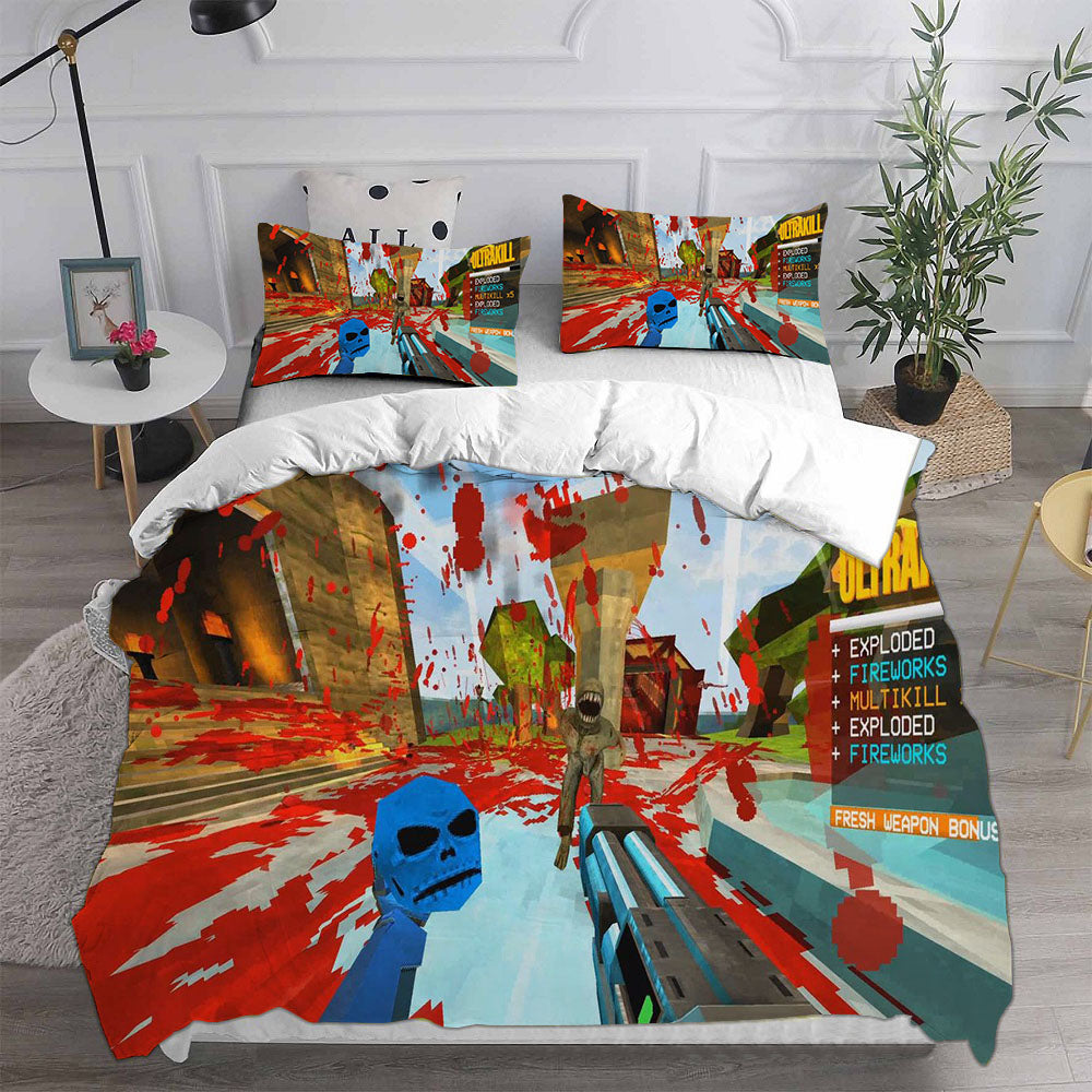 UItrakill Cosplay Bedding Set Duvet Cover Pillowcases Halloween Home Decor