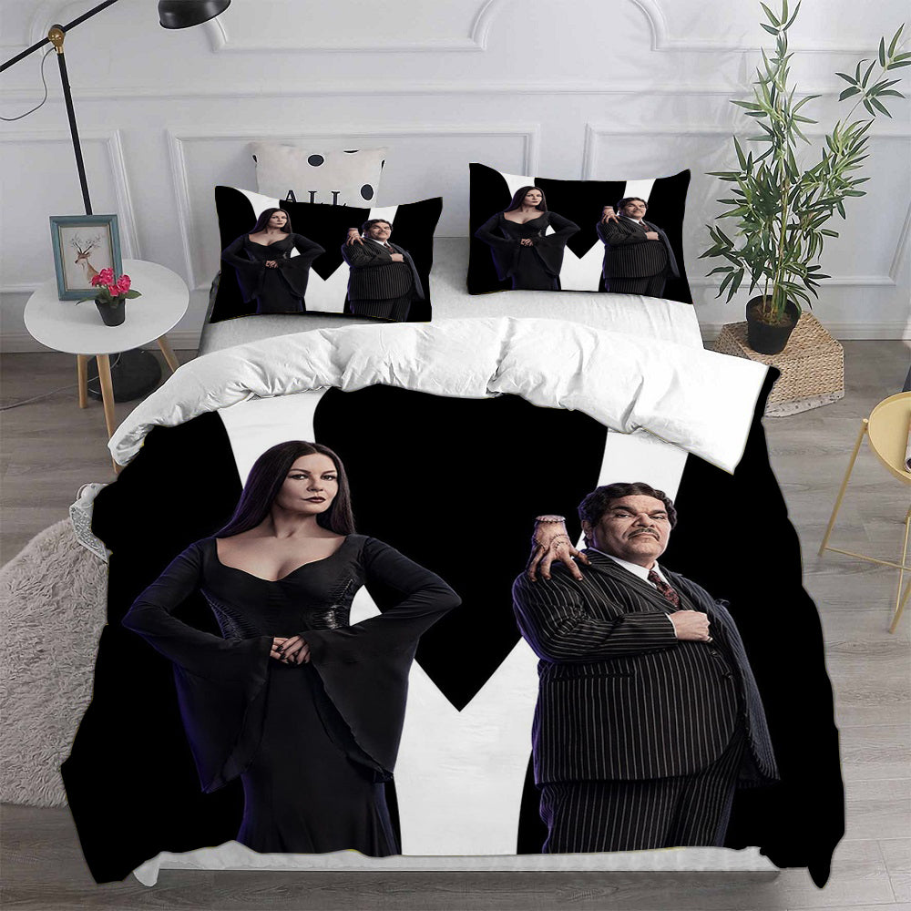 Wednesday Addams Cosplay Bedding Set Duvet Cover Pillowcases Halloween Home Decor