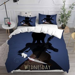 Wednesday Addams Cosplay Bedding Set Duvet Cover Pillowcases Halloween Home Decor