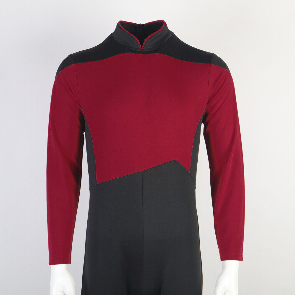 The Next Generation Picard Red Uniforms Jumpsuit Gold Blue Starfleet Costumes