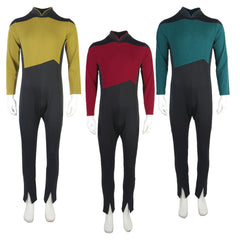 The Next Generation Picard Red Uniforms Jumpsuit Gold Blue Starfleet Costumes