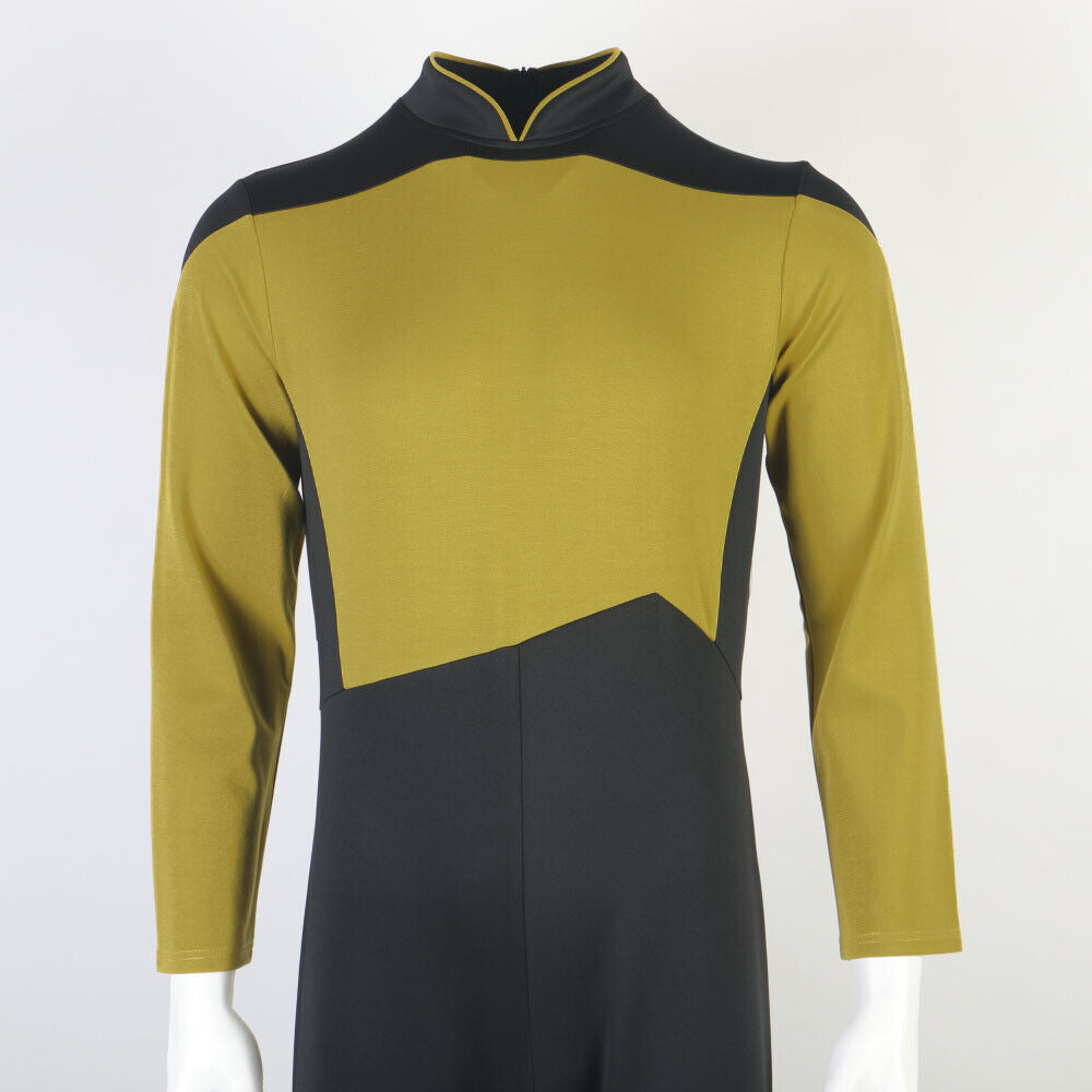 The Next Generation Picard Red Uniforms Jumpsuit Gold Blue Starfleet Costumes