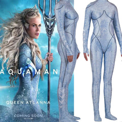 Aquaman Atlanna Jumpsuit Halloween Cosplay Costume Bodysuit for Kids Adults