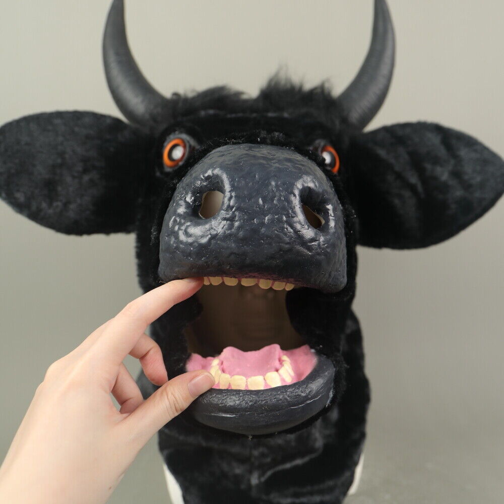 Animal Bull Open Moving Mouth Mask Halloween Cosplay Props